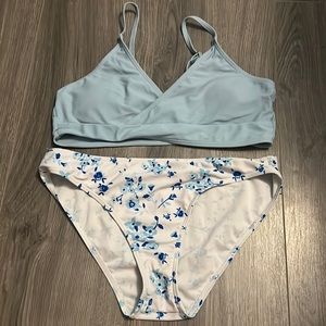 Blue flowered bikini